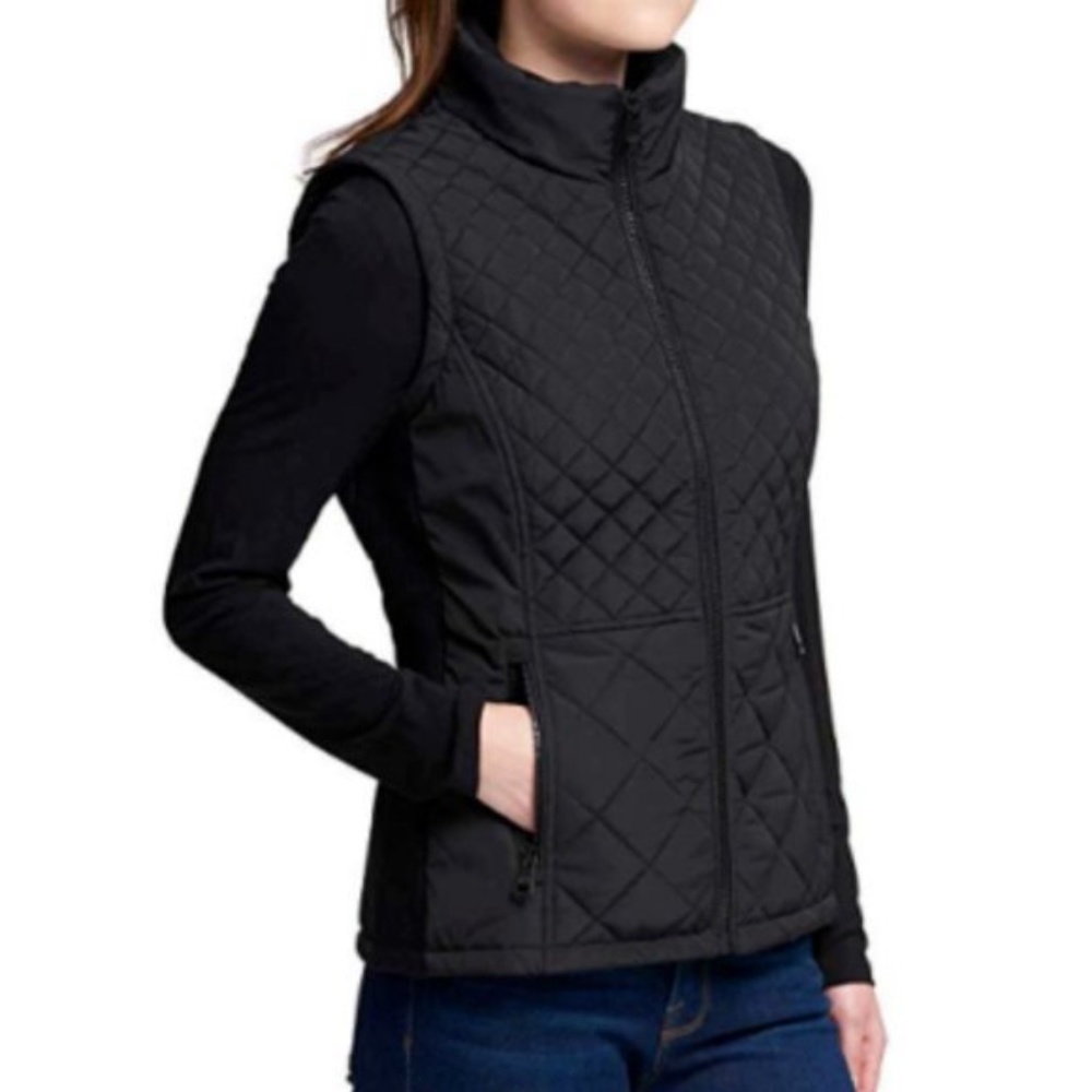 NWT Andrew Marc  Black Quilted Vest Size Medium